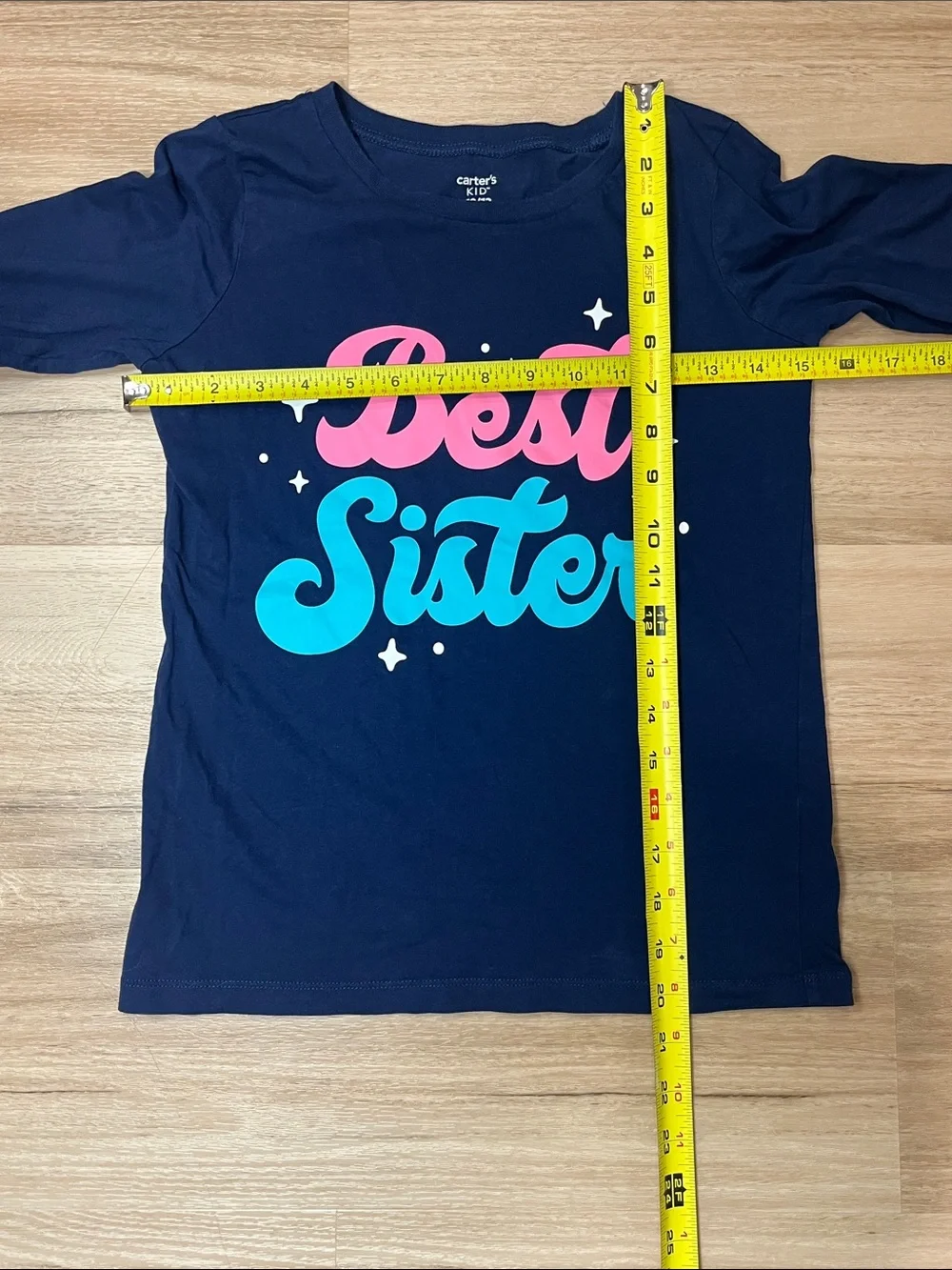 Carter's Navy Long-Sleeve 'Best Sister' Tee with Pink & Teal Graphic, Size 10/12